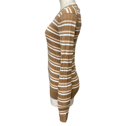 Louis Vuitton Striped Sweater Knit LV Logo Wool Brown Fine Daily Practical — view 2