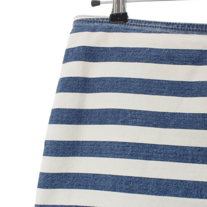 Prada Cotton Plate Border Pattern Skirt White Blue 38 — view 4