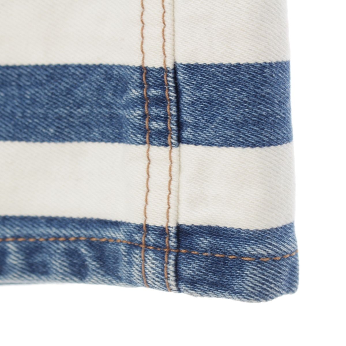 Prada Cotton Plate Border Pattern Skirt White Blue 38 — view 8