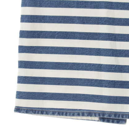 Prada Cotton Plate Border Pattern Skirt White Blue 38 — view 5