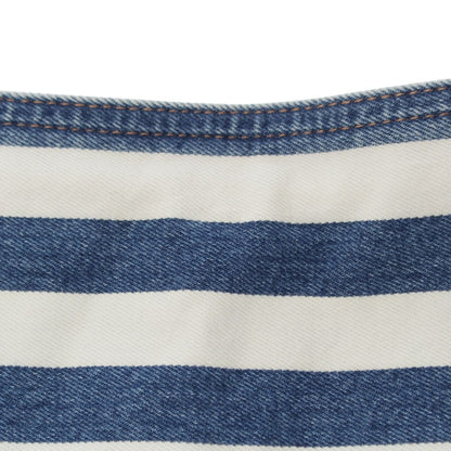 Prada Cotton Plate Border Pattern Skirt White Blue 38 — view 3