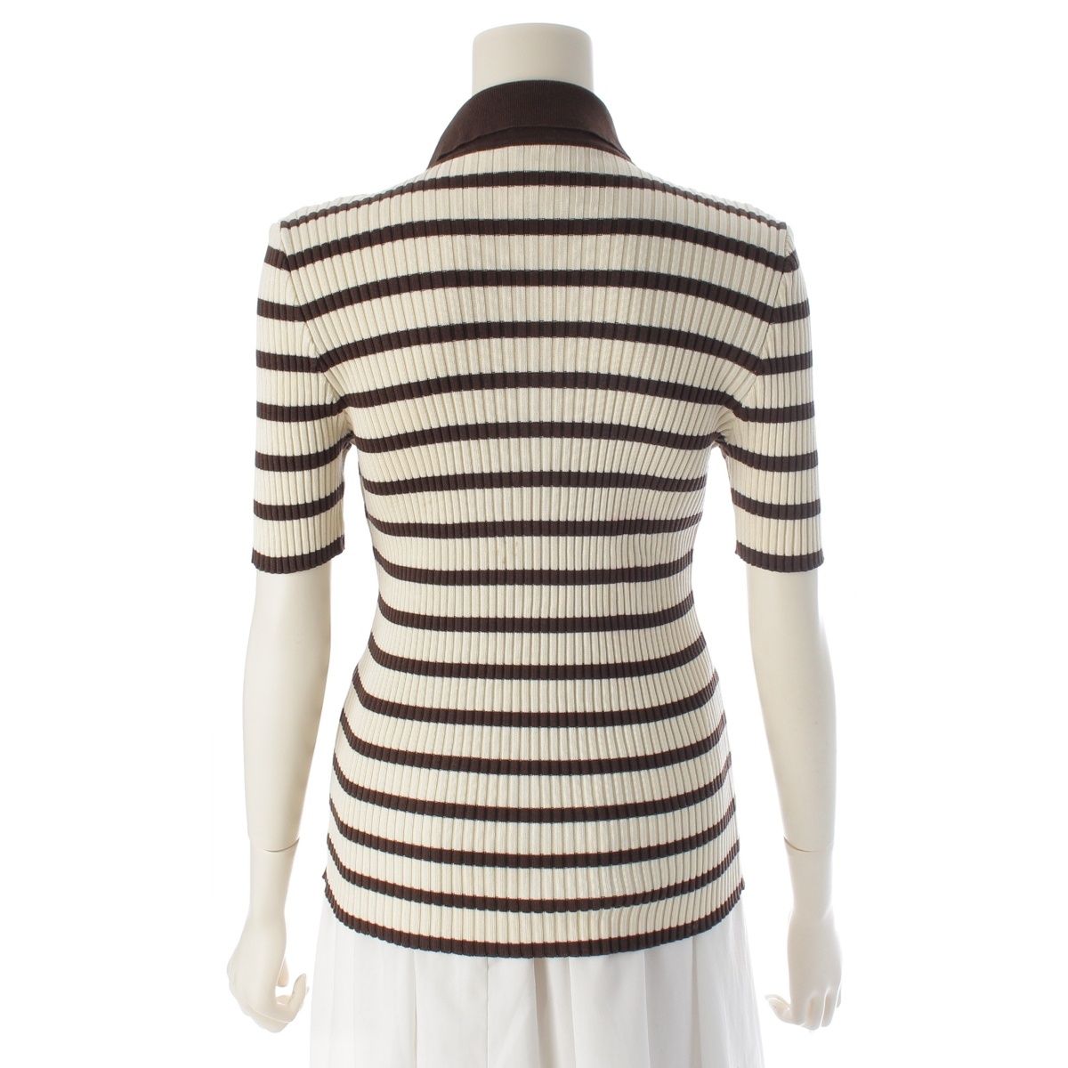 Chanel Cotton Border Knit Top Brown 44 Sweater — view 4