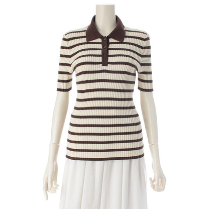 Chanel Cotton Border Knit Top Brown 44 Sweater