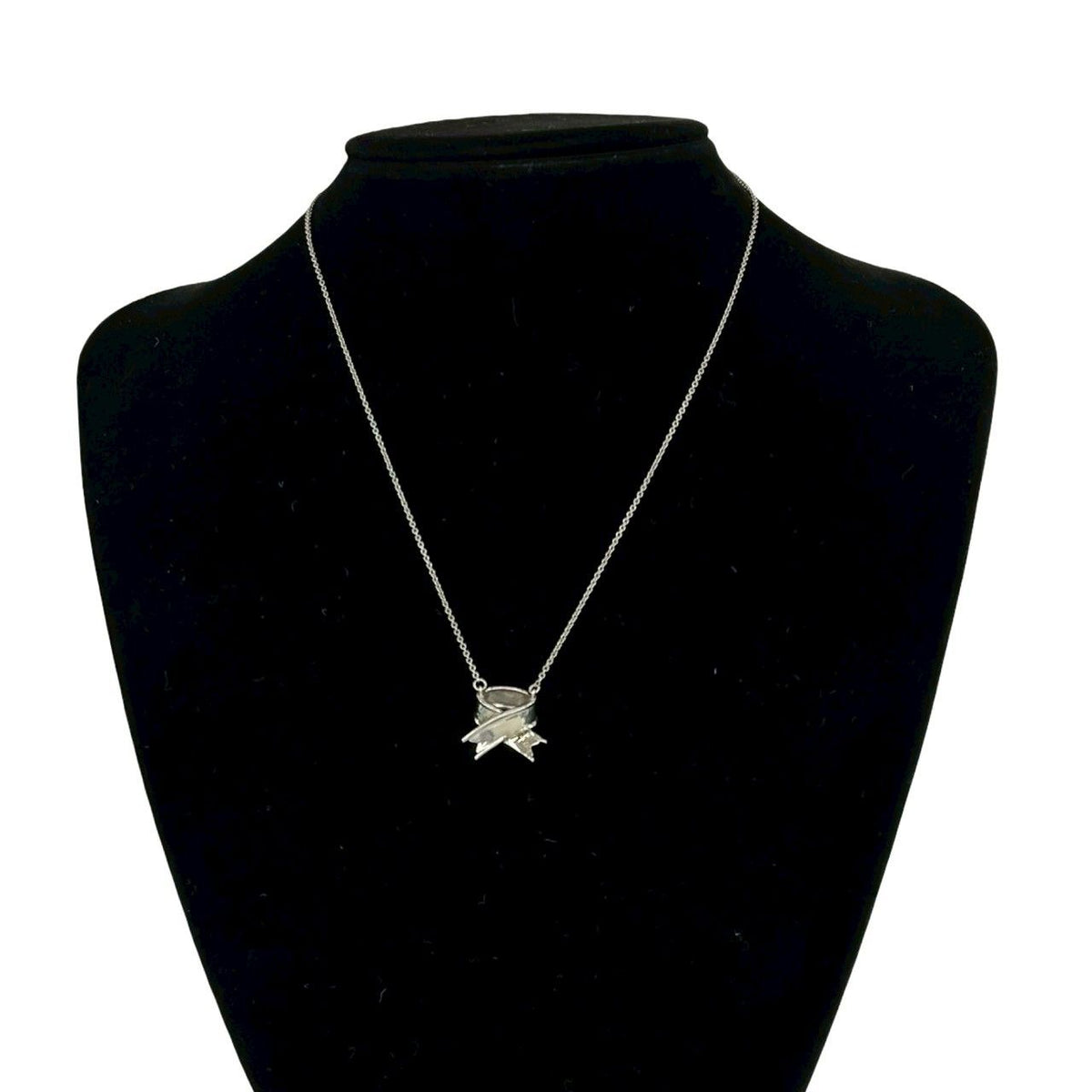 Tiffany & Co Box Vintage Cross Ribbon Necklace 925 Sterling Silver Pendant — view 2