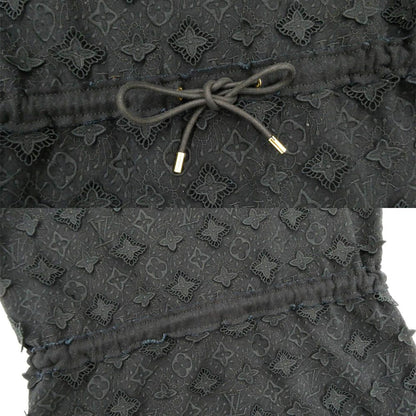 Louis Vuitton Monogram Lace Dress Short Sleeve Black S LV Flower Embroidery — view 7