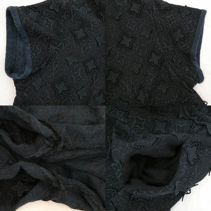 Louis Vuitton Monogram Lace Dress Short Sleeve Black S LV Flower Embroidery — view 8