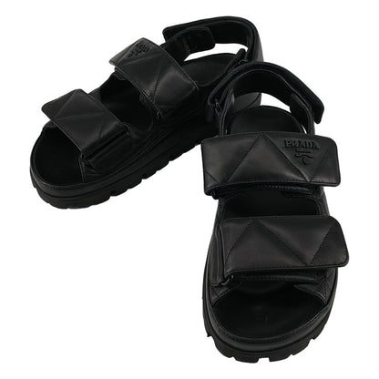 Prada Nappa Leather Quilted Sports Sandals Black 36