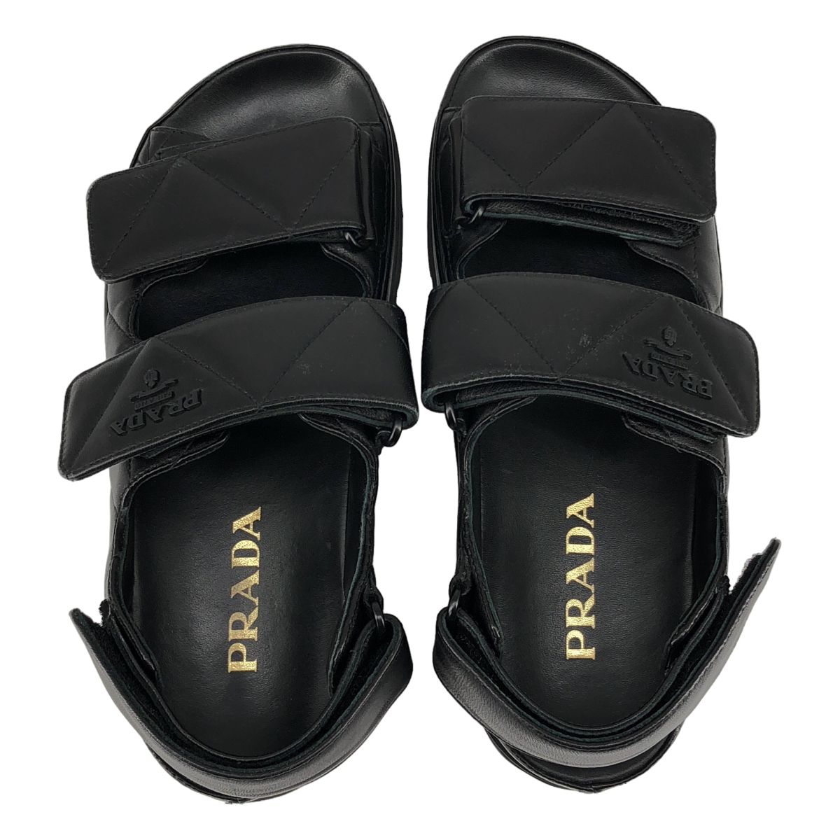 Prada Nappa Leather Quilted Sports Sandals Black 36 — view 4