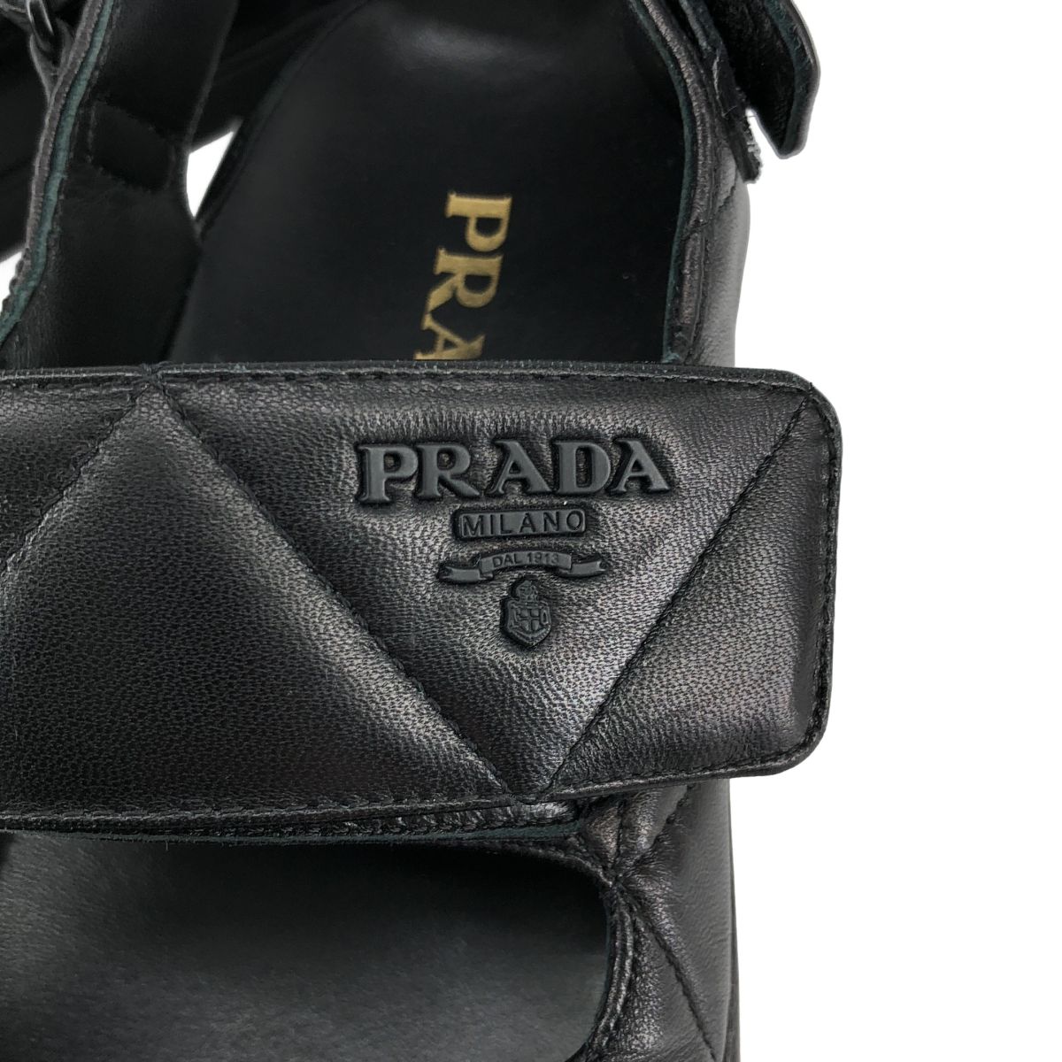 Prada Nappa Leather Quilted Sports Sandals Black 36 — view 7