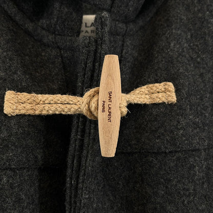 Saint Laurent Paris Wool Hooded Toggle Button Duffle Coat 36 Gray — view 5