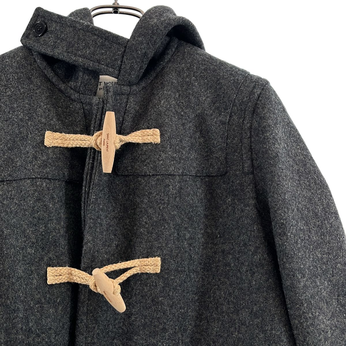 Saint Laurent Paris Wool Hooded Toggle Button Duffle Coat 36 Gray — view 2