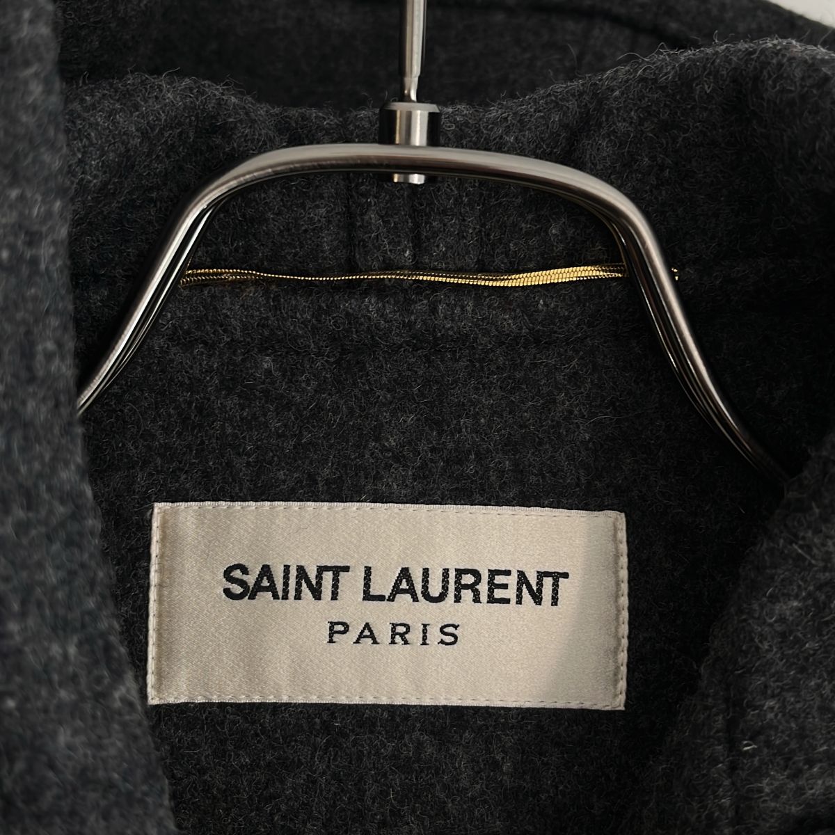 Saint Laurent Paris Wool Hooded Toggle Button Duffle Coat 36 Gray — view 6