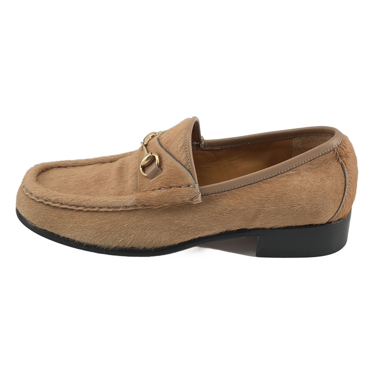 Gucci Calf Hair Horsebit Loafers Beige 35.5 — view 2