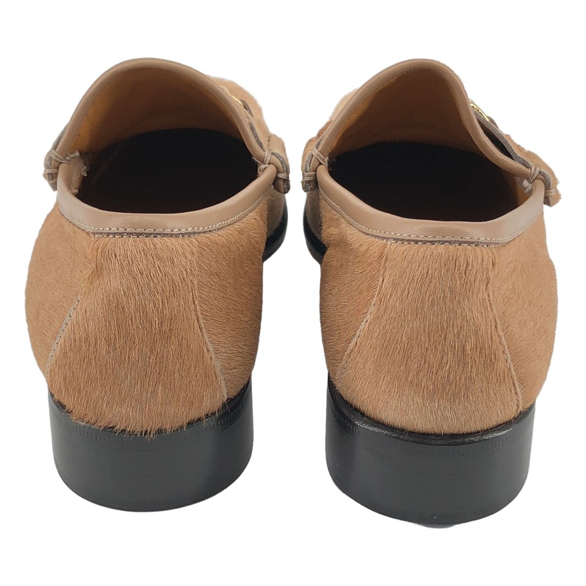 Gucci Calf Hair Horsebit Loafers Beige 35.5 — view 3