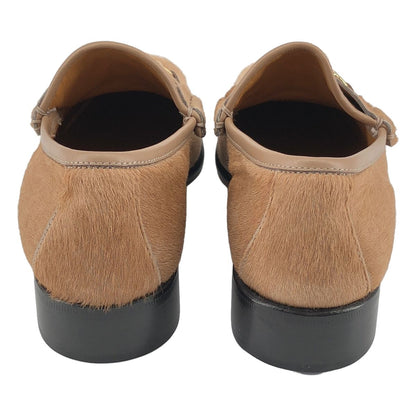 Gucci Calf Hair Horsebit Loafers Beige 35.5 — view 3