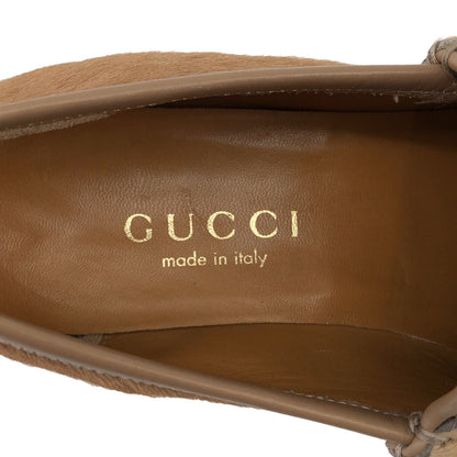 Gucci Calf Hair Horsebit Loafers Beige 35.5 — view 8