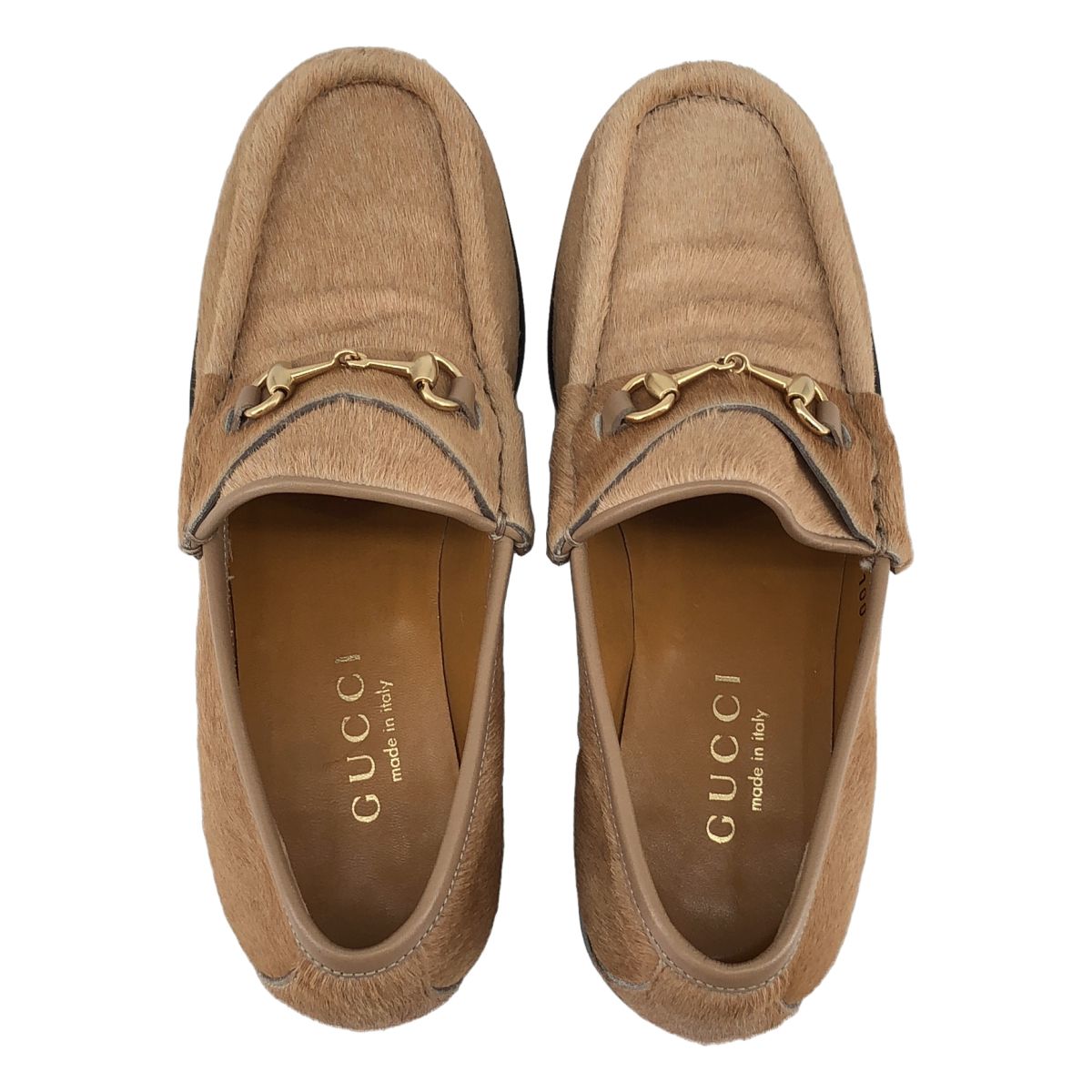 Gucci Calf Hair Horsebit Loafers Beige 35.5 — view 4