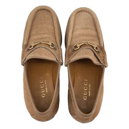 Gucci Calf Hair Horsebit Loafers Beige 35.5 — view 4
