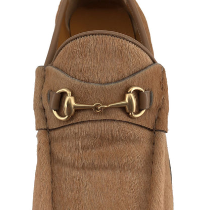 Gucci Calf Hair Horsebit Loafers Beige 35.5 — view 7