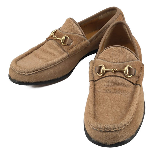 Gucci Calf Hair Horsebit Loafers Beige 35.5