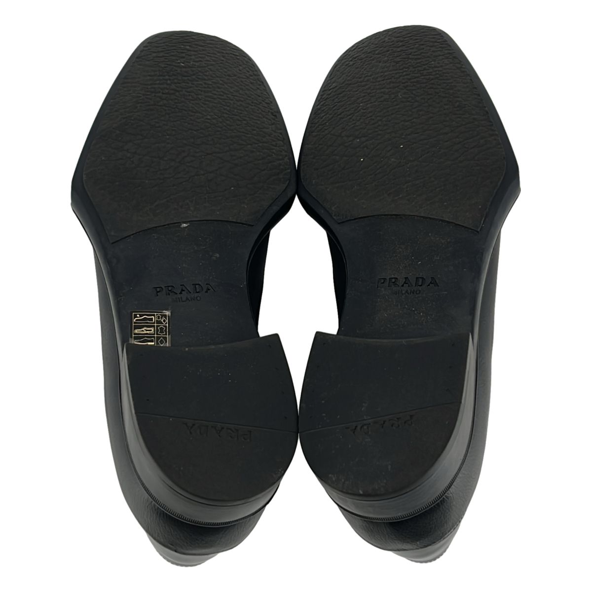 Prada Square Toe Rubber Sole Leather Derby Shoes Black 9 — view 5