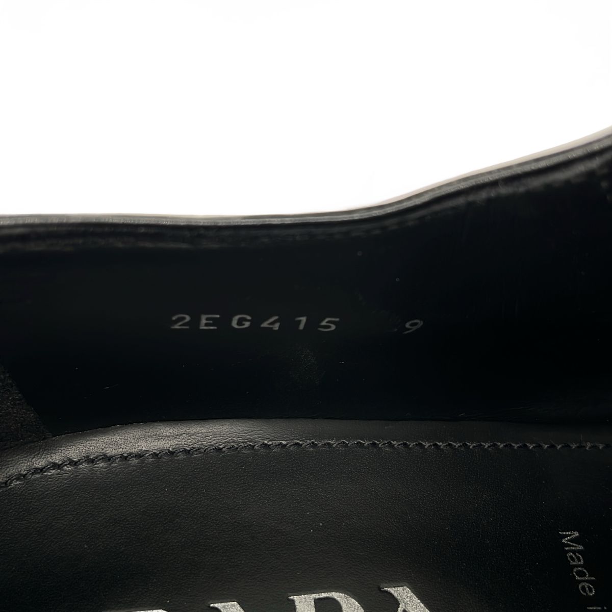 Prada Square Toe Rubber Sole Leather Derby Shoes Black 9 — view 6