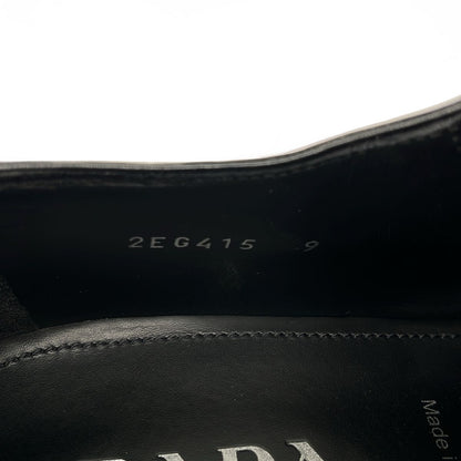 Prada Square Toe Rubber Sole Leather Derby Shoes Black 9 — view 6