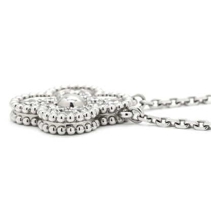 Van Cleef & Arpels Necklace Vintage Alhambra Pendant White Gold 18K Diamond — view 3