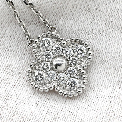 Van Cleef & Arpels Necklace Vintage Alhambra Pendant White Gold 18K Diamond — view 8