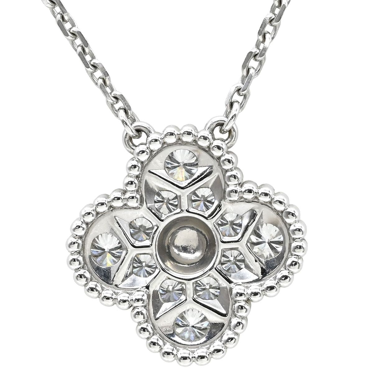 Van Cleef & Arpels Necklace Vintage Alhambra Pendant White Gold 18K Diamond — view 2