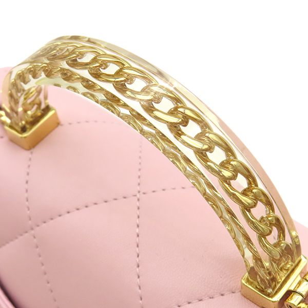 Chanel 2-Way Bag Quilted Top Handle Mini Lambskin Baby Pink Gold Chain Shoulder — view 7
