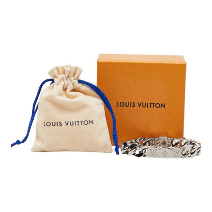Louis Vuitton Monogram Bracelet LV Signature Chain Silver Metal — view 8