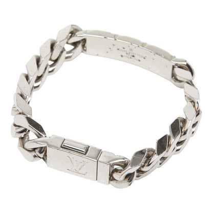 Louis Vuitton Monogram Bracelet LV Signature Chain Silver Metal — view 2