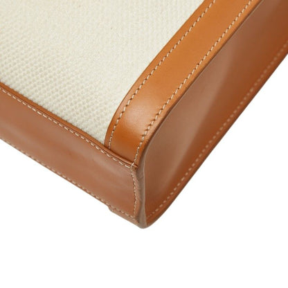 Celine Vertical Cabas Small 2-Way Shoulder Bag Ivory Brown Canvas Leather — view 4
