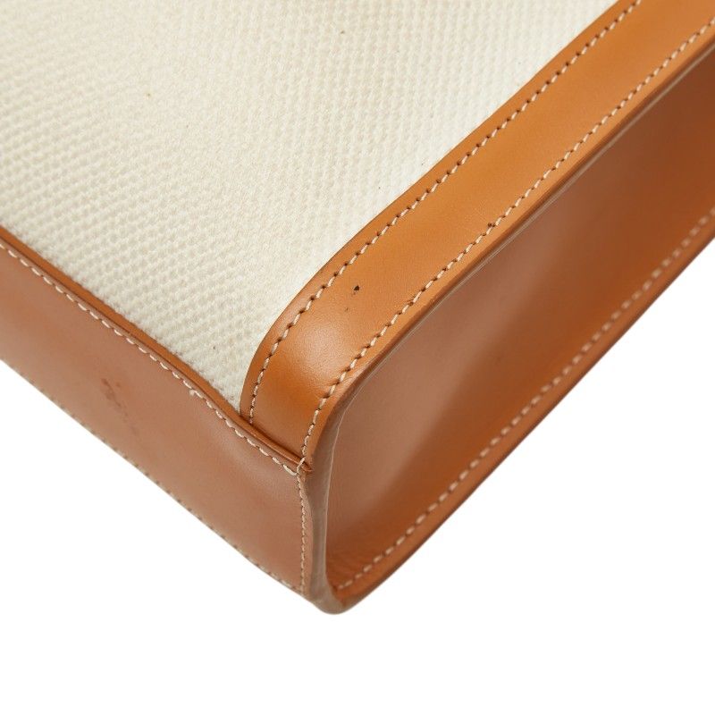 Celine Vertical Cabas Small 2-Way Shoulder Bag Ivory Brown Canvas Leather — view 6