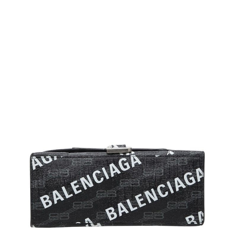 Balenciaga BB Monogram Hourglass XS 2-Way Shoulder Bag Black Leather — view 3