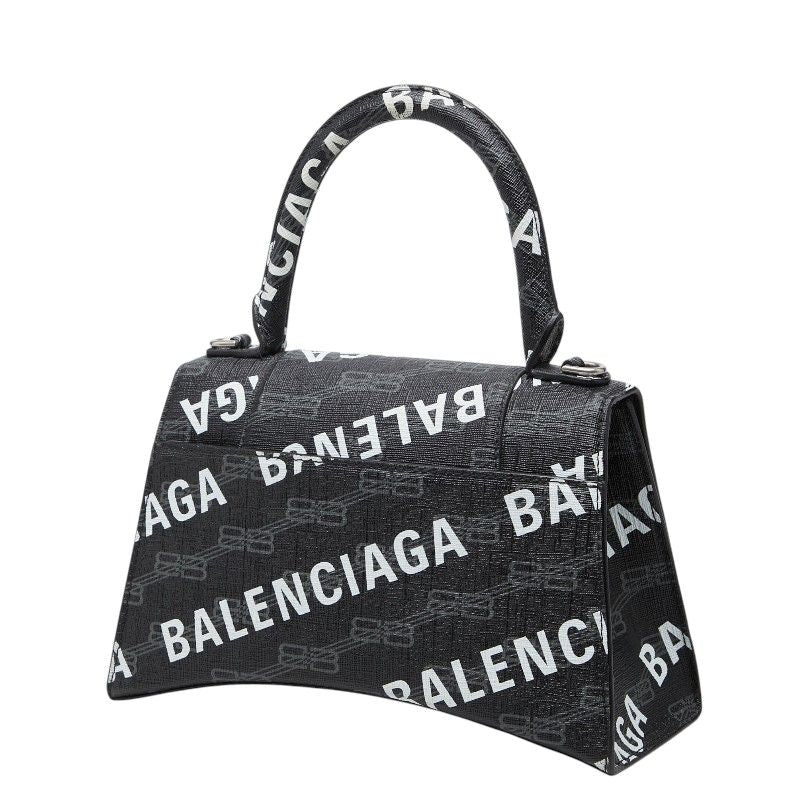 Balenciaga BB Monogram Hourglass XS 2-Way Shoulder Bag Black Leather — view 2
