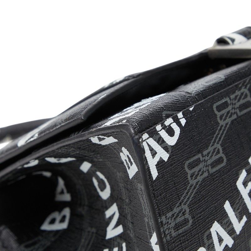 Balenciaga BB Monogram Hourglass XS 2-Way Shoulder Bag Black Leather — view 5