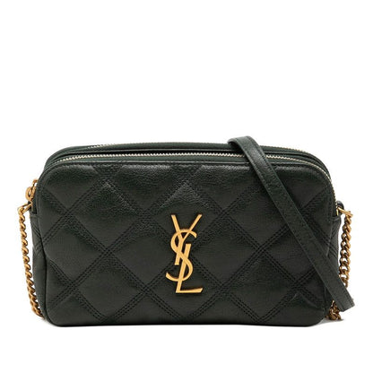 Saint Laurent YSL Logo Becky Double Zip Pouch Crossbody Chain Shoulder