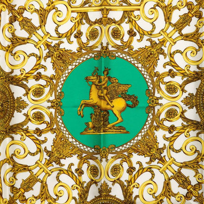 Hermes Carre 90 les Tuileries Roulis Park Scarf Green Gold Silk — view 3