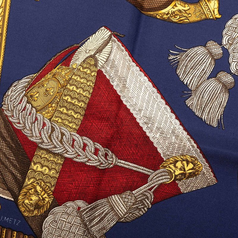 Hermes Carre 90 Grand Uniforme Scarf Navy Multicolor Silk — view 5