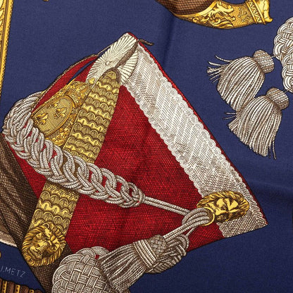 Hermes Carre 90 Grand Uniforme Scarf Navy Multicolor Silk — view 5