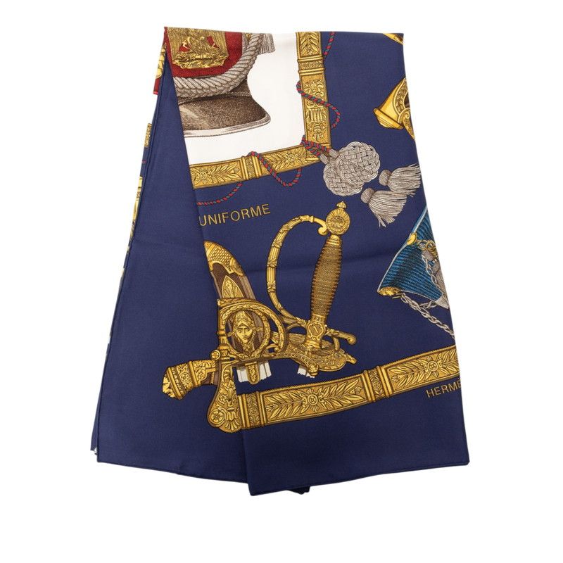 Hermes Carre 90 Grand Uniforme Scarf Navy Multicolor Silk — view 2