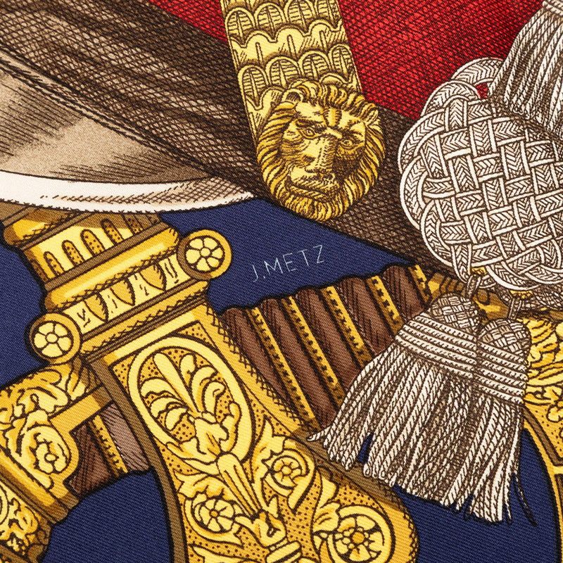 Hermes Carre 90 Grand Uniforme Scarf Navy Multicolor Silk — view 6