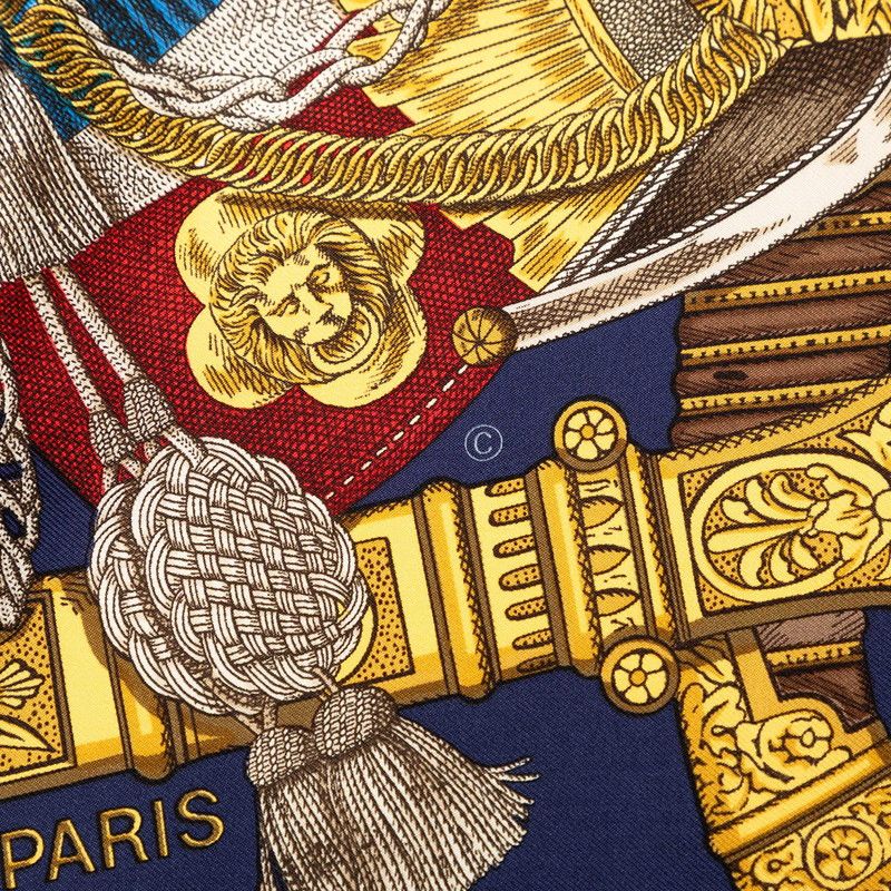 Hermes Carre 90 Grand Uniforme Scarf Navy Multicolor Silk — view 7