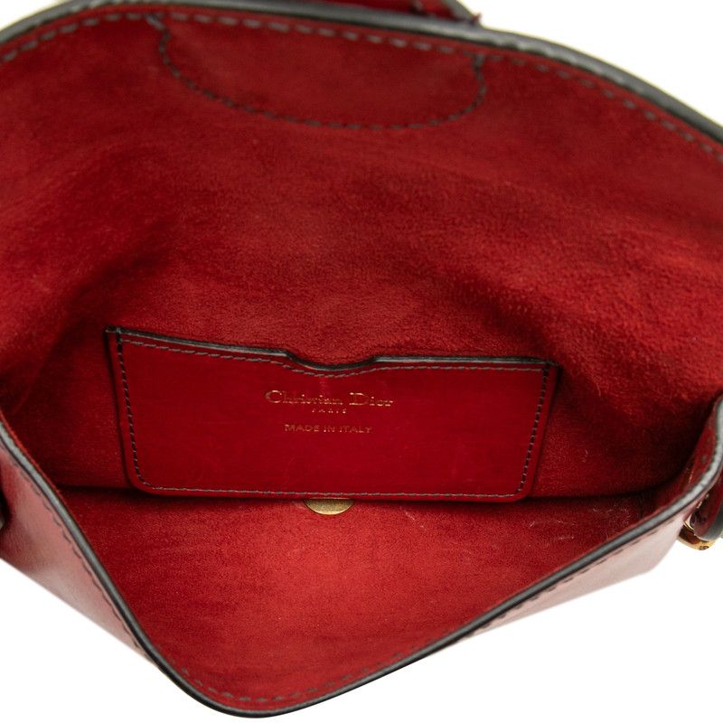 Dior D-Bee Crossbody Shoulder Bag Red Leather — view 4