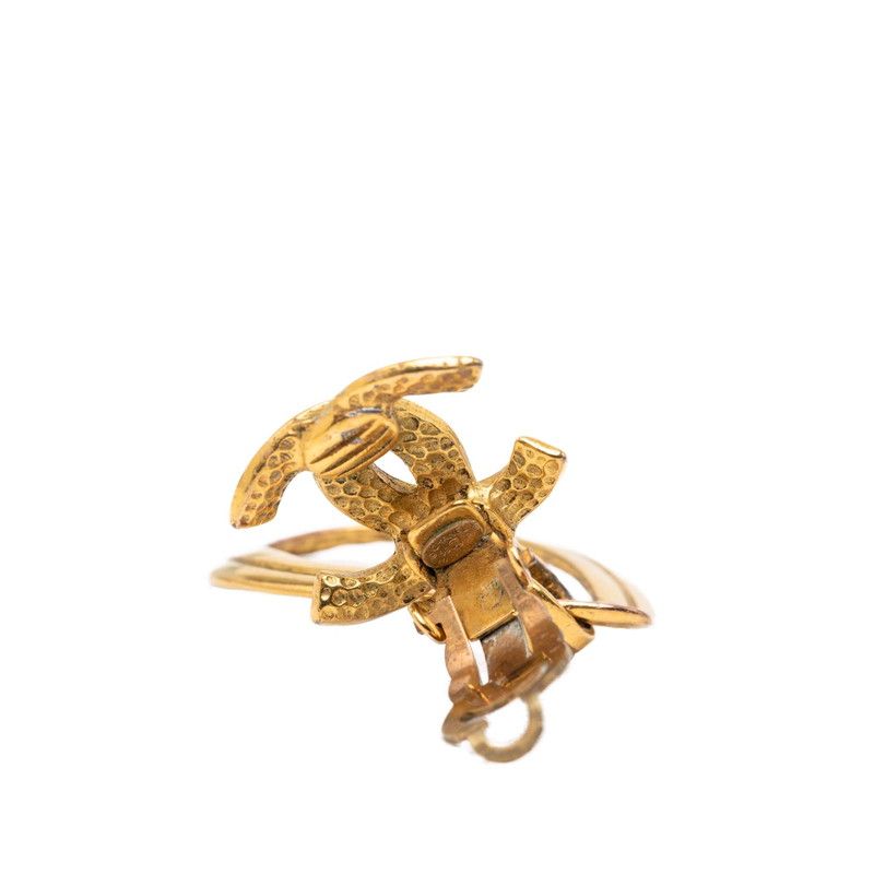Chanel 96P CC Logo Vintage Teardrop Earrings 96 Gold Plated — view 3