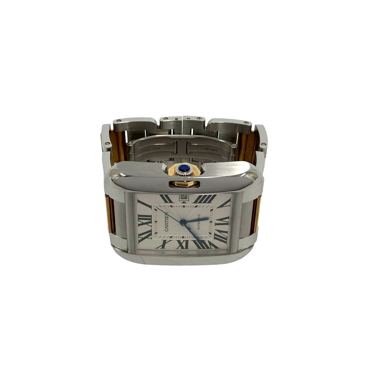 Cartier Tank Anne Gray XL Stainless Steel Automatic Watch Silver Gold — view 7