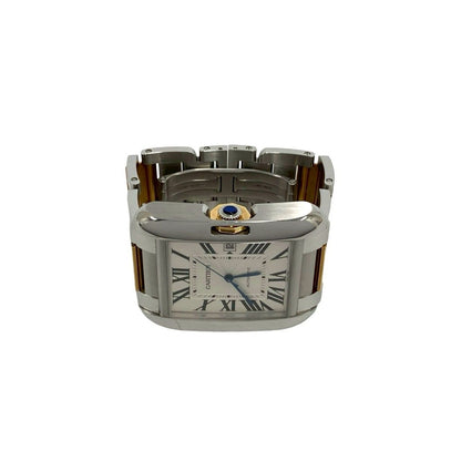 Cartier Tank Anne Gray XL Stainless Steel Automatic Watch Silver Gold — view 7