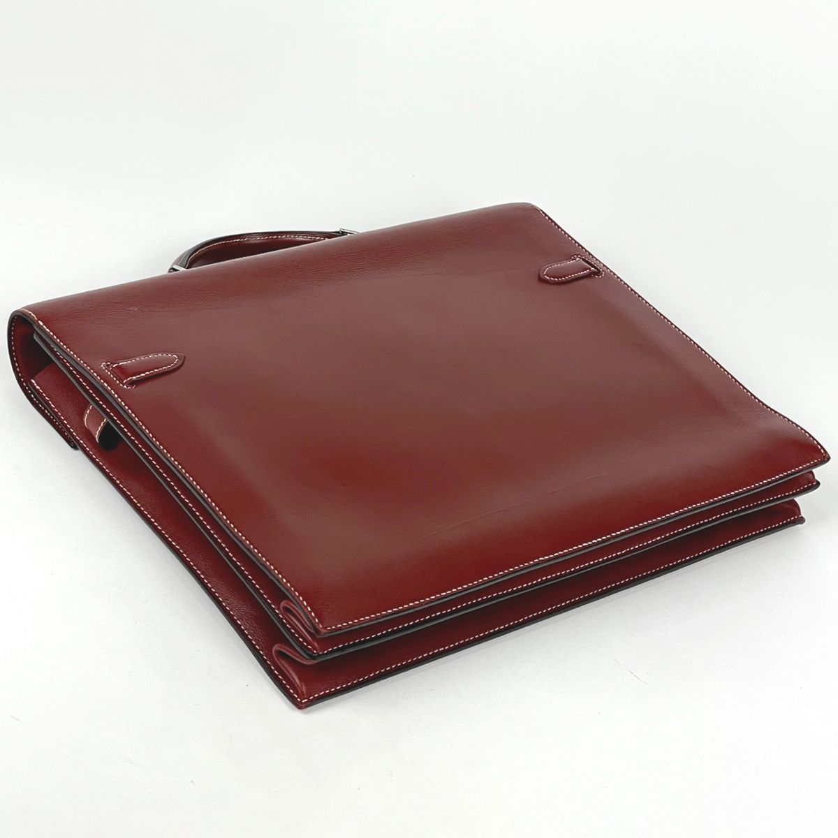Hermes Kelly Depeches 38 Briefcase Business Box Calf Rouge Ache — view 2